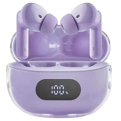Intenso Buds Plus TWS True Wireless Headphones T313AE with Active Noise Cancelling, ENC, Bluetooth and up to 25 Hours of Music Playback, Purple