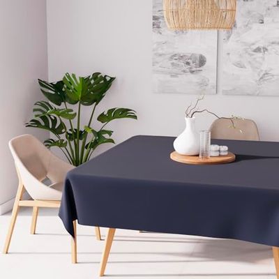 Soleil d'ocre Toalha de mesa antimanchas, Alix quadrada, azul (marinho), 180 x 180 cm