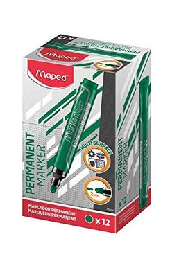 Maped JUMBO permanente marker ronde punt 2 mm – doos met 12 viltstiften – groen – marker voor verschillende oppervlakken