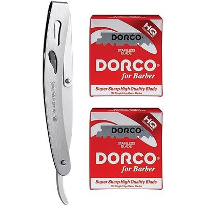 The Shave Factory Straight Razor Kit - Straight Razor Kit - The Shave Factory Men's Straight Razors Matte + 200 red single edge blades