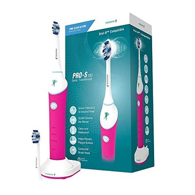 Prodental Pro Sonic S-180 Clean Action - Spazzolino elettrico + 2 testine di spazzolino, colore: Rosa