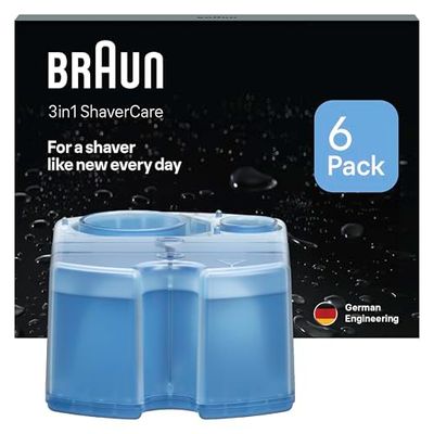 Braun Cartucce di Ricarica Originali per Stazione SmartCare 3 In 1, Formula Migliorata al Profumo Fresco di Limone, Pulisce Igienizzando per Rimuovere i Residui di Peli e Pelle, Pacco da 6