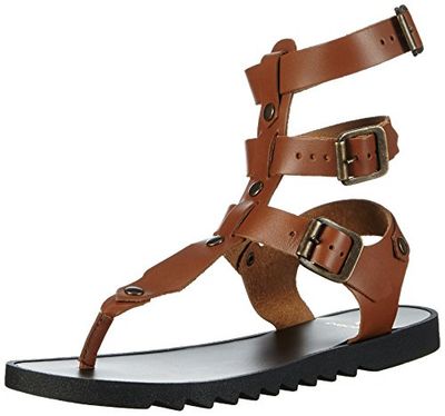PIECES PSJULIA LEATHER SANDAL GOGNAC Dames Romeinse sandalen Sandalen, Bruin (Cognac), 42 EU