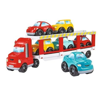Jouets kaptafel 3289 transporthouder voor vrachtwagen, sloop + 6 auto's, vanaf 18 maanden, gemaakt in Frankrijk
