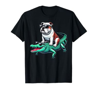English Bulldog Dog Crocodile Sunglasses T-Shirt