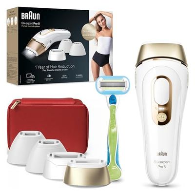 Braun Silk·expert Pro 5 Epilatore Luce Pulsata, Depilatore Corpo Donna, Alternativa al Laser Peli, Con Custodia, Rasoio Donna Venus, 4 Testine, Luce Pulsata Braun, Idea Regalo, PL5382