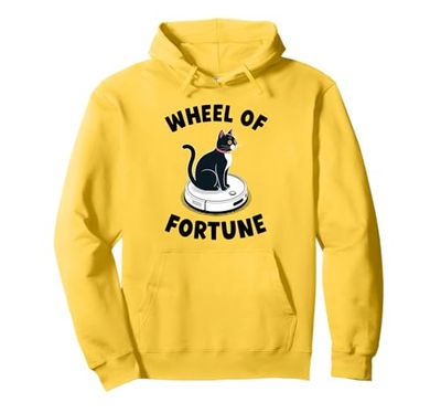 Wheel Of Fortune Cat On Robot Vacuum Cleaner Cat Pullover Hoodie