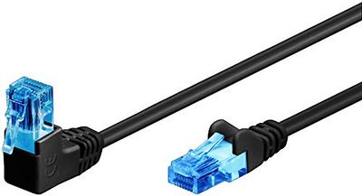 Goobay 51531 - Cable de Red (Cat. 6A, Conector de 90 Grados, Ethernet, Playstation, Xbox, Cable LAN, DSL, U/UTP, RJ45), Color Negro