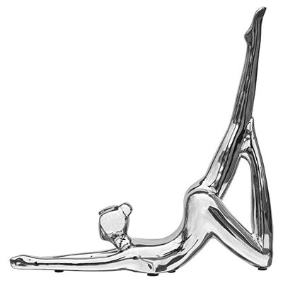 Exclusive Chrome Ceramic Yoga Lady, Silver, 20cm