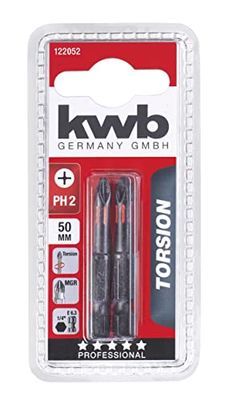 kwb 2 x bits 50 mm PH 2 torsion 122052 (TQ 60 en acier, de torsion, ISO 1173, lecteur C6.3)
