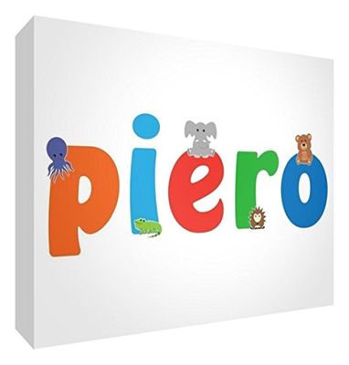 Little Helper LHV-PIERO-515BLK-15IT Panneau décoratif pour nouveau-né/baptême Idée cadeau, dessin personnalisable avec nom de garçon Piero 7.4 x 10.5 x 2 cm multicolore