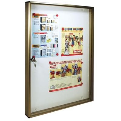 ALUBOX Tablón de Anuncios de Pared para 2 Hojas A3 en Aluminio Anodizado Tablón de Anuncios con Imanes Incluidos (BRONCE)