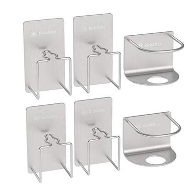 Rich&Ray Confezione da 6 portaspazzolino elettrico, dentifricio, tazza in acciaio inox, montaggio a parete, autoadesivo (2 supporti per dentifricio + 4 portaspazzolino)