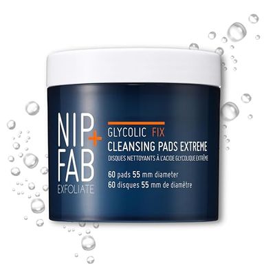 Nip + Fab Glycolic Acid Night Face Pads with Salicylic and Hyaluronic Acid, Exfoliating Resurfacing AHA Facial Pad for Exfoliation Even Skin Tone Blemish Control Pigmentation, 60 Pads, 76 Grams