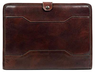 Time Resistance Portadocumentos de Piel para Mujer y Hombre - Portafolios de Cuero Aunténtico de Vachetta, Hecho a Mano - Ideal para Llevar Todo lo Que Necesitas, Color Marrón Oscuro