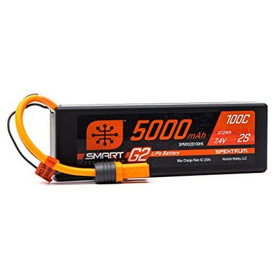 Spektrum 7.4V 5000mAh 2S 100C Smart G2 Hardcase Batería LiPo: IC5, SPMX52S100H5