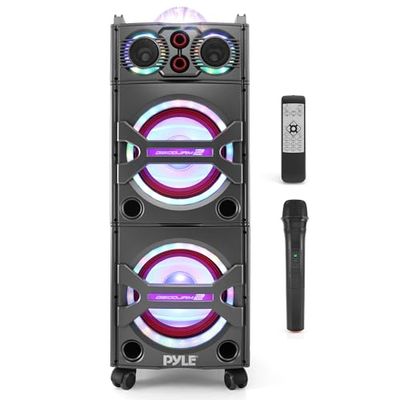 PYLE Altifalante Bluetooth, PA, 2000 W, portátil, recarregável, exteriores, subwoofer de 10", Tweeter de 1", função de gravação, microfone, luzes de festa, rádio USB/SD