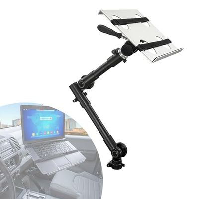 Mount-It! Car Laptop Mount | No-Drill Laptop Vehicle Mount for Truck & Van Use at Front Passenger Seat | Adjustable Height Fits 12-15.4 Inch Screens, 9 Lbs Capacity, Full Motion and Lockable Joints