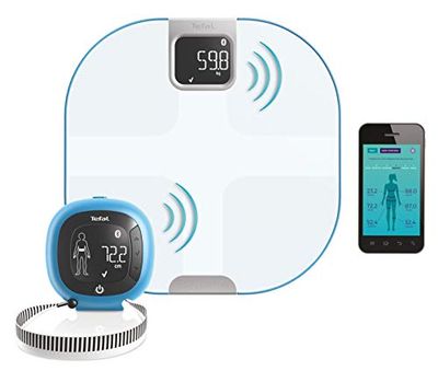 Tefal Body Partner Personvåg uppkopplad våg kompatibel med hälsa Google Fit kit - sport- och näringsspänare integrerad YD3094S1