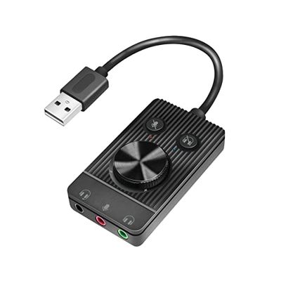 LogiLink UA0397 - USB 2.0 audio-adapter met volumeregeling, 3x 3,5 mm jackaansluitingen (TRS/TRRS)