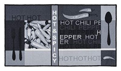 andiamo Tapis de Cuisine Hot Pepper - Tapis de Passage en Design Chili idéal comme Tapis de Cuisine ou Tapis de Couloir 67 x 120 cm Gris