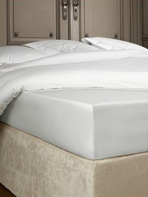 De Witte Lietaer Bumblebee hoeslaken, percale luxe katoen, zilver, 180 x 200 x 30 cm