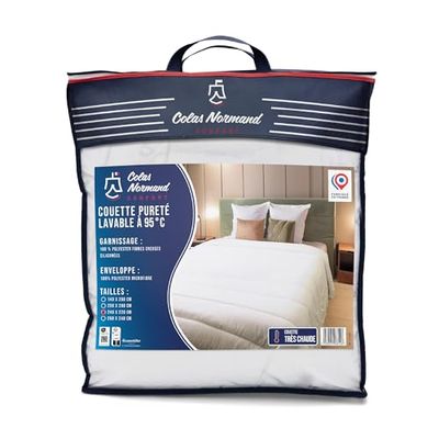 COLAS NORMAND – Piumino molto caldo – Purezza 100% poliestere microfibra – 240 x 220 – Morbidezza al tatto pelle di pesca – Produzione francese