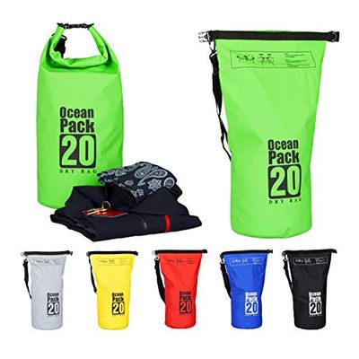 Relaxdays Ocean Pack, 20 liter, heel licht, waterdichte tas, strandtas, zeilen, snowboarden, outdoor plunjezak, groen