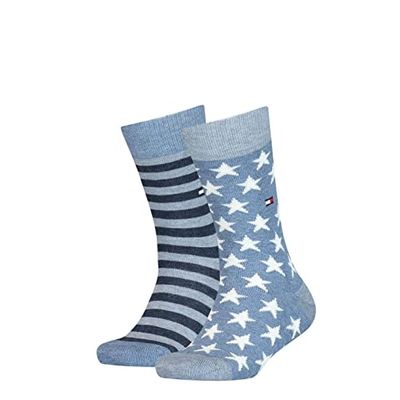 Tommy Hilfiger Uniseks kindersokken (set van 2), jeans, 23-26 EU