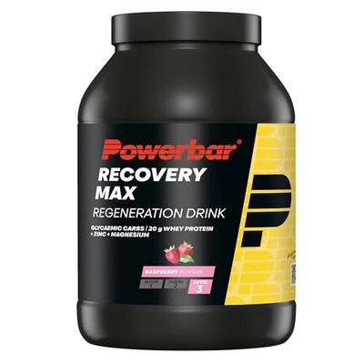 Powerbar Recovery Max Raspberry 1144g - Boisson de lactosérum de régénération avec glucides + Magnésium et Zinc