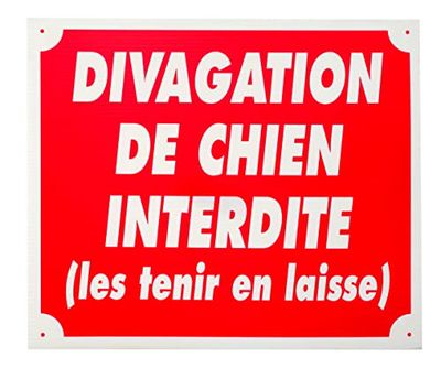 JANUEL - Signaalbord Akylux Divagatie van honden, interdit – 25 cm x 30 cm, rood