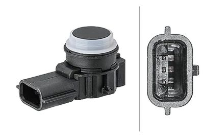 HELLA 6Px 358 141-761 Capteur, Aide Au Stationnement - 3Pôle - Inséré - Revernissable - Avec Bague De Fixation