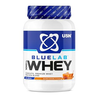 USN Blue Lab Whey Protein Powder: Salted Caramel - Whey Protein 908g - Post-Workout - Whey Isolate - Muscle Building Powder Supplement With Added BCAAs