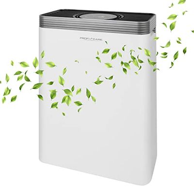 ProfiCare PC-LR 3076 Luchtreiniger met ionisatie voor ruimtes tot 60 m², 4-voudig filtersysteem, APD-sensor, ionen-functie, 3 bedrijfsmodi, touch-bediening, wit