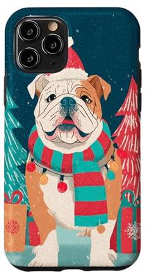 English Bulldog Christmas Dog Santa Hat Scarf Case for iPhone 11 Pro