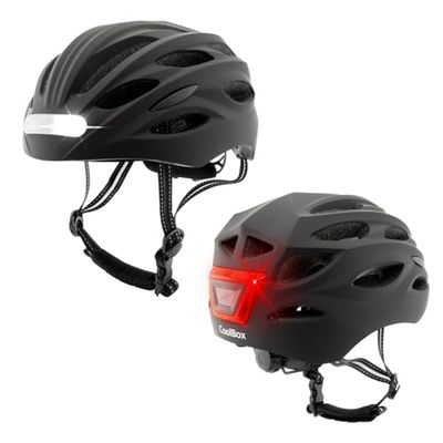 CoolBox M02 Helm voor elektrische step of fiets, zwart, met ledlicht, voor en achter, licht en robuust, met EPS-schuim en polycarbonaat afdekking, ademend design, maat L