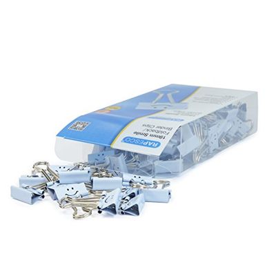 Rapesco 1424 Pinzas/Clips Sonrisas de 19 mm con Brazos Plegables, Celeste, Paquete de 80