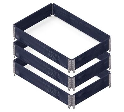 Upyard GardenBox set om 3 – modern upphöjd bädd av pallram – modulär pallpall hög säng av naturträ för trädgård och terrass – PEFC-certifierad, 120 x 80 x 58,5, svart