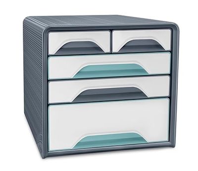 CEP Opbergblok Module Organizer 5 laden bont Opslag Documenten Bureau Smoove Riviera Grijs Storm / Watergroen