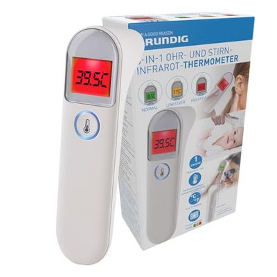 Grundig Thermomètre Infrarouge - Thermomètre de Fièvre Numérique - Thermomètre Laser sans Contact - Thermomètres Infrarouges pour Personnes, Animaux et Objets - Compteur de Chaleur Infrarouge