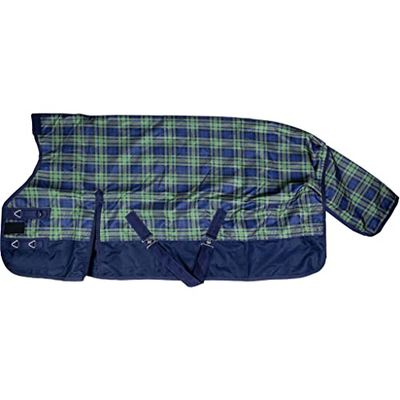 HKM Cleveland Karo 8238 - Coperta per cavalli, motivo a quadri, colore: blu/verde