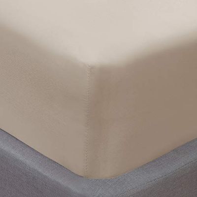Sleepdown Supermjukt dra-på-lakan polyester vanligt färg naturlig linje mikrofiber king size (150 cm x 200 cm x 32 cm)