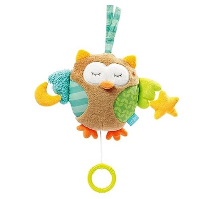 Fehn caja de música búho nana bebé, peluche con suave melodía de cuna "Canción de cuna de Brahms", juguete para bebé para llevar y para casa, juguete musical para bebés y niños pequeños