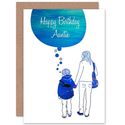 Wee Blue Coo CARD BIRTHDAY HAPPY FUN AUNT AUNTIE WATER THEME BALLOON GIFT