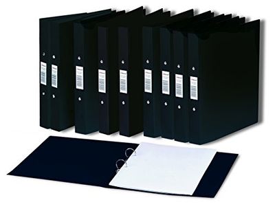 Rexel AZ13422RD - Carpeta de anillas A4, pack de 10 unidades con la columna vertebral de la ventana de entradas, negro