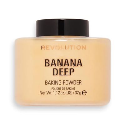Revolution Beauty London, löst bakpulver, förlänger sminkklädsel, bananinställning djupt, för medelstora till mörka hudtoner, 32 g
