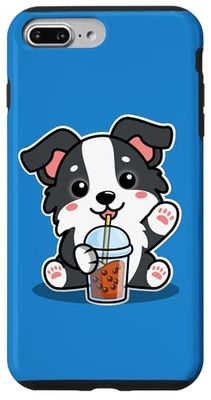 Cute Funny Kawaii Kids Boba Bubble Tea Border Collie Lover Custodia per iPhone 7 Plus/8 Plus