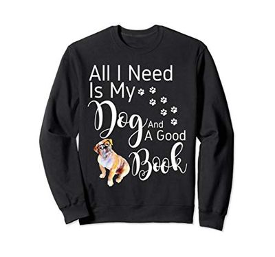 Old English Bulldog Gift Reading Book Love My Dog Design Sweatshirt