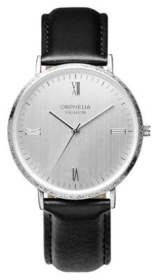 Orphelia Fashion Relógio de pulso analógico para homem Alium com correia de couro, Preto/prateado, Correia