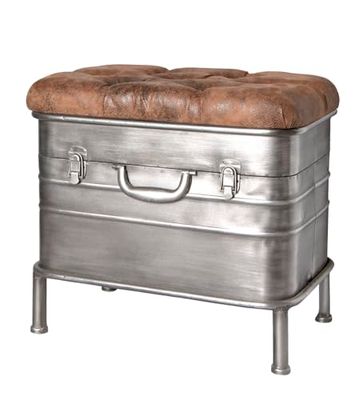 Haku Möbel Banco vintage, metal, tecido têxtil - Dim. : AN 51 cm x L 48 cm x P 34 cm, estilo: Industrial
